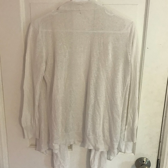 Classic Flowy White Cardigan Sheer Sweater SzSmall - Picture 2 of 3